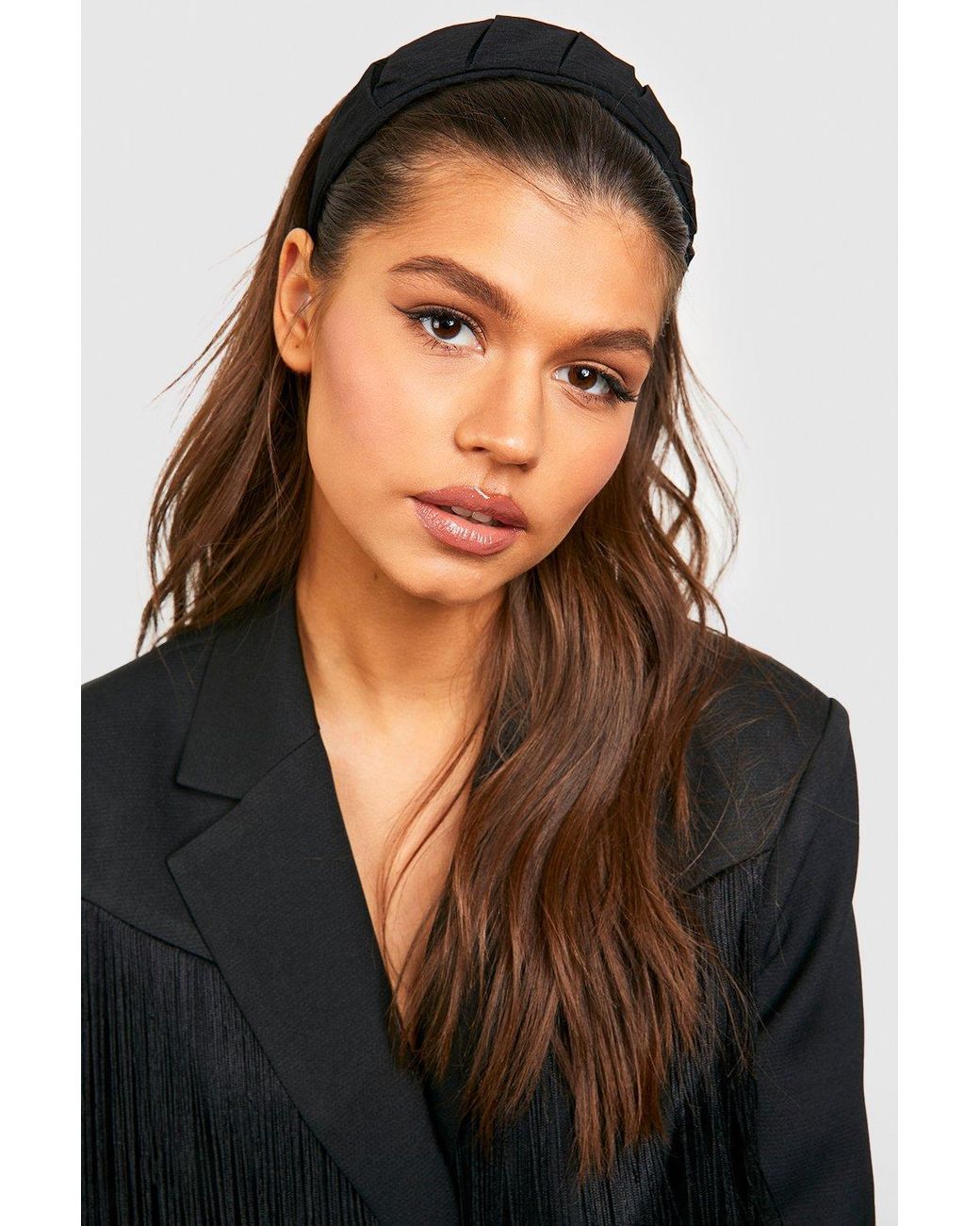 Boohoo Ruched Satin Headband in Black | Lyst UK