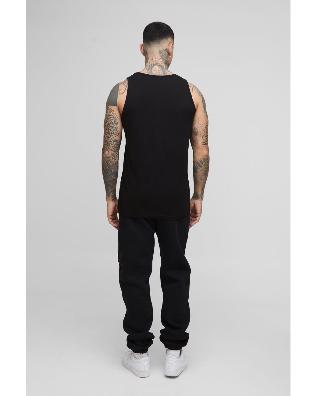 Boohoo Black Tall Regular Fit Basic Ribbed Tank