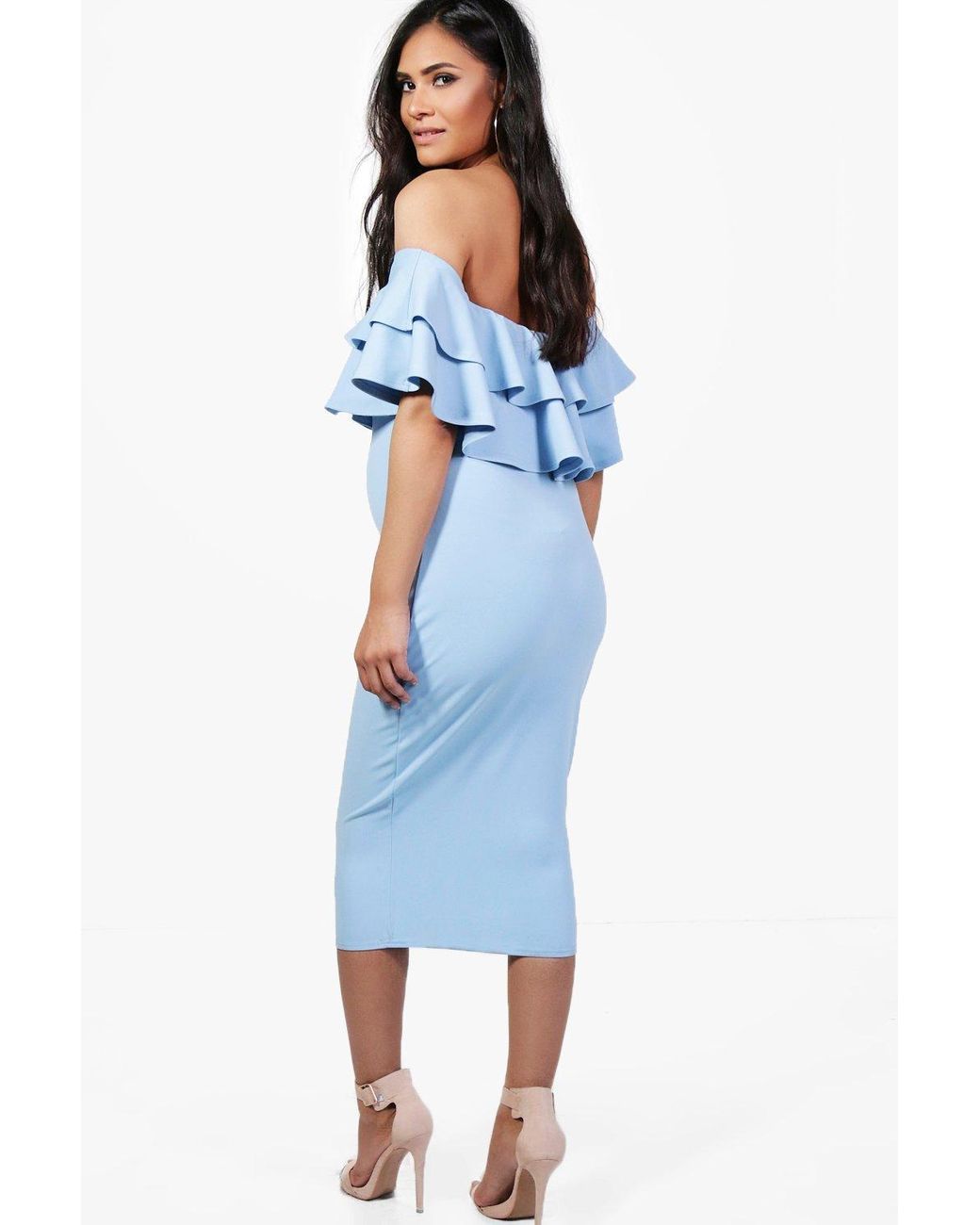 boohoo maternity off the shoulder dress