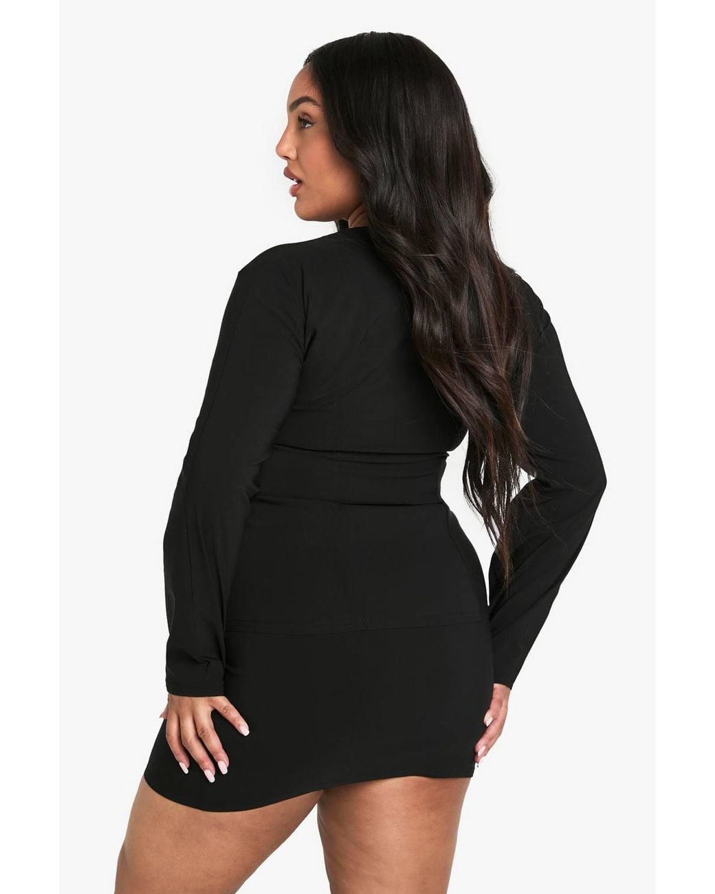 Boohoo Black Plus Bengaline Cinched Blazer