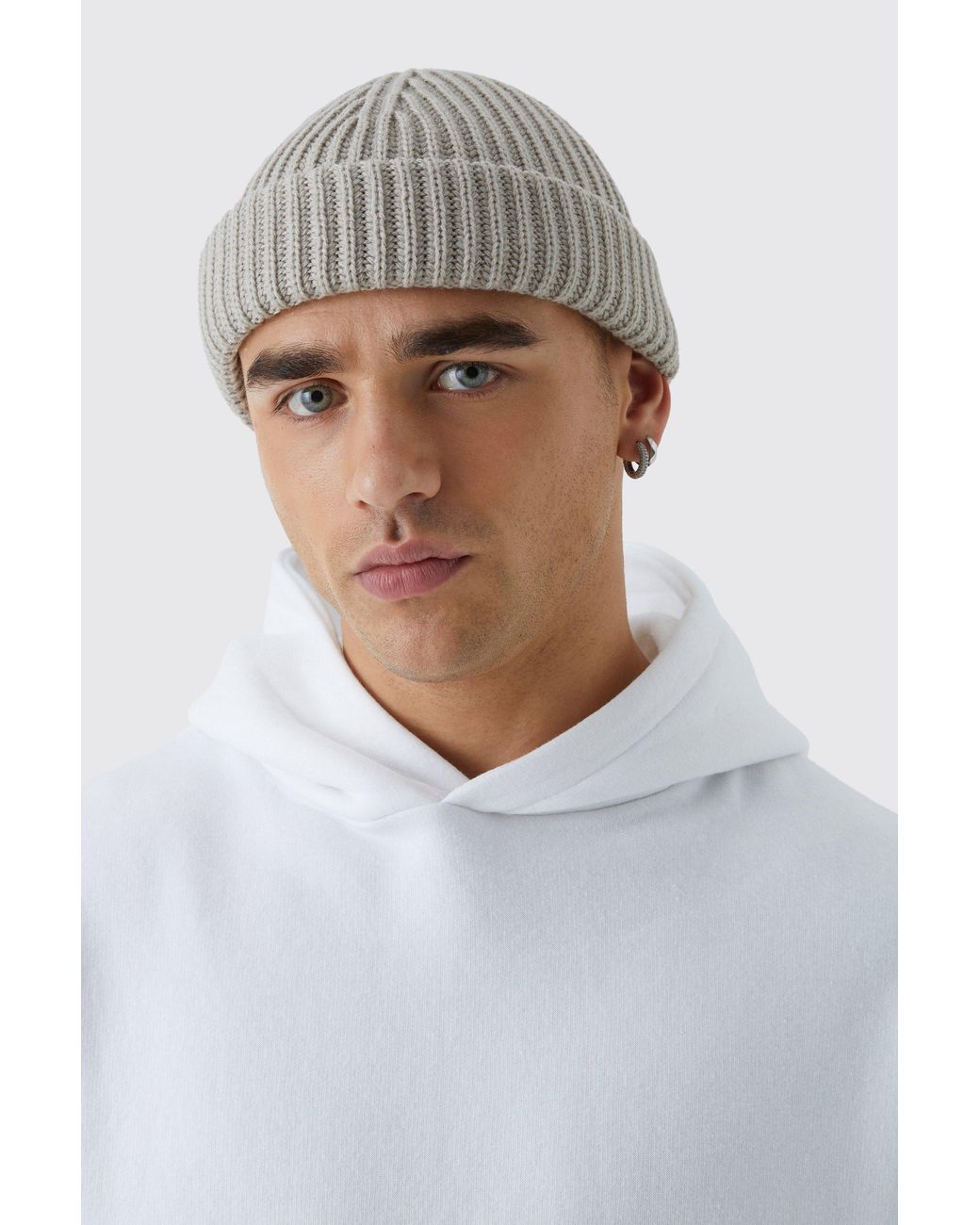BoohooMAN Gerippte Micro-Beanie in Gray für Herren