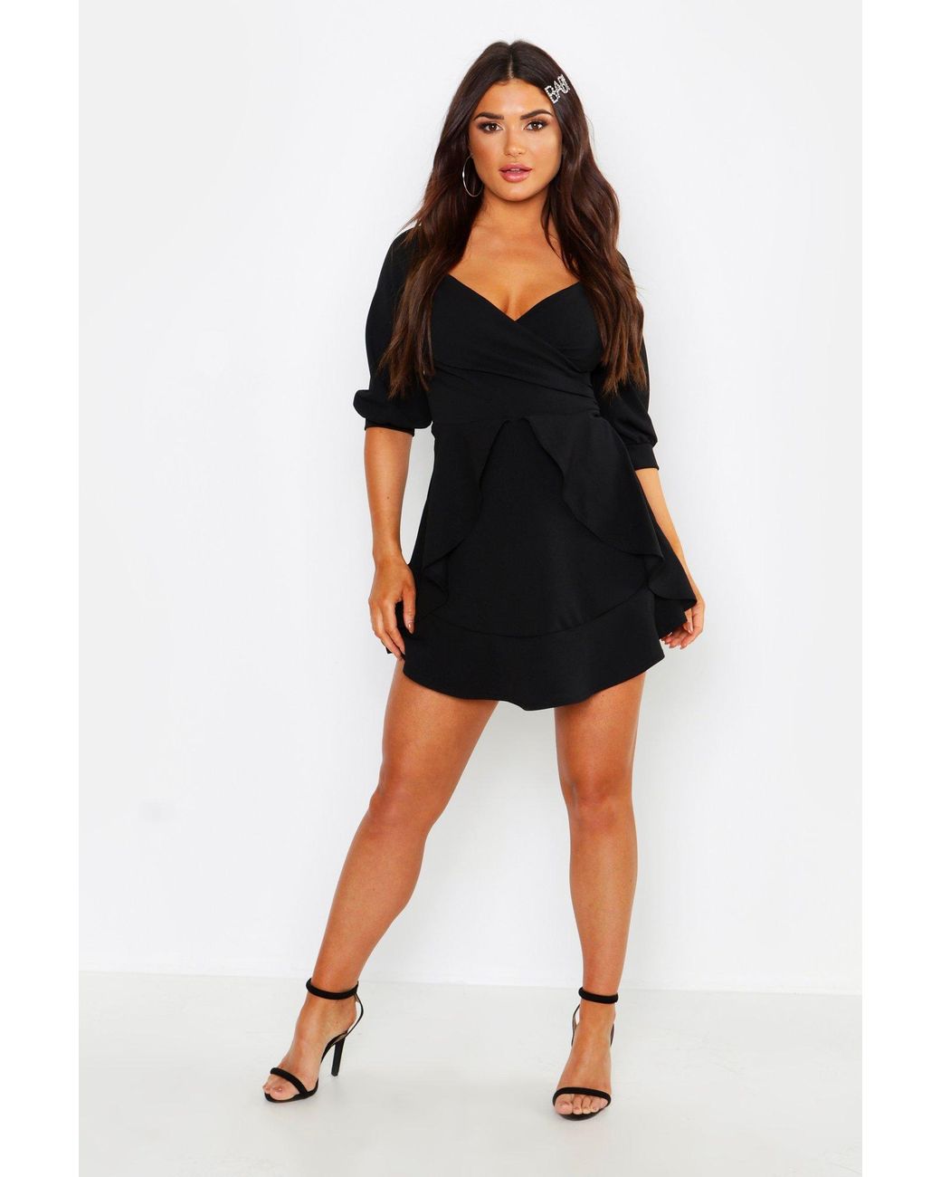 ruffle detail wrap dress