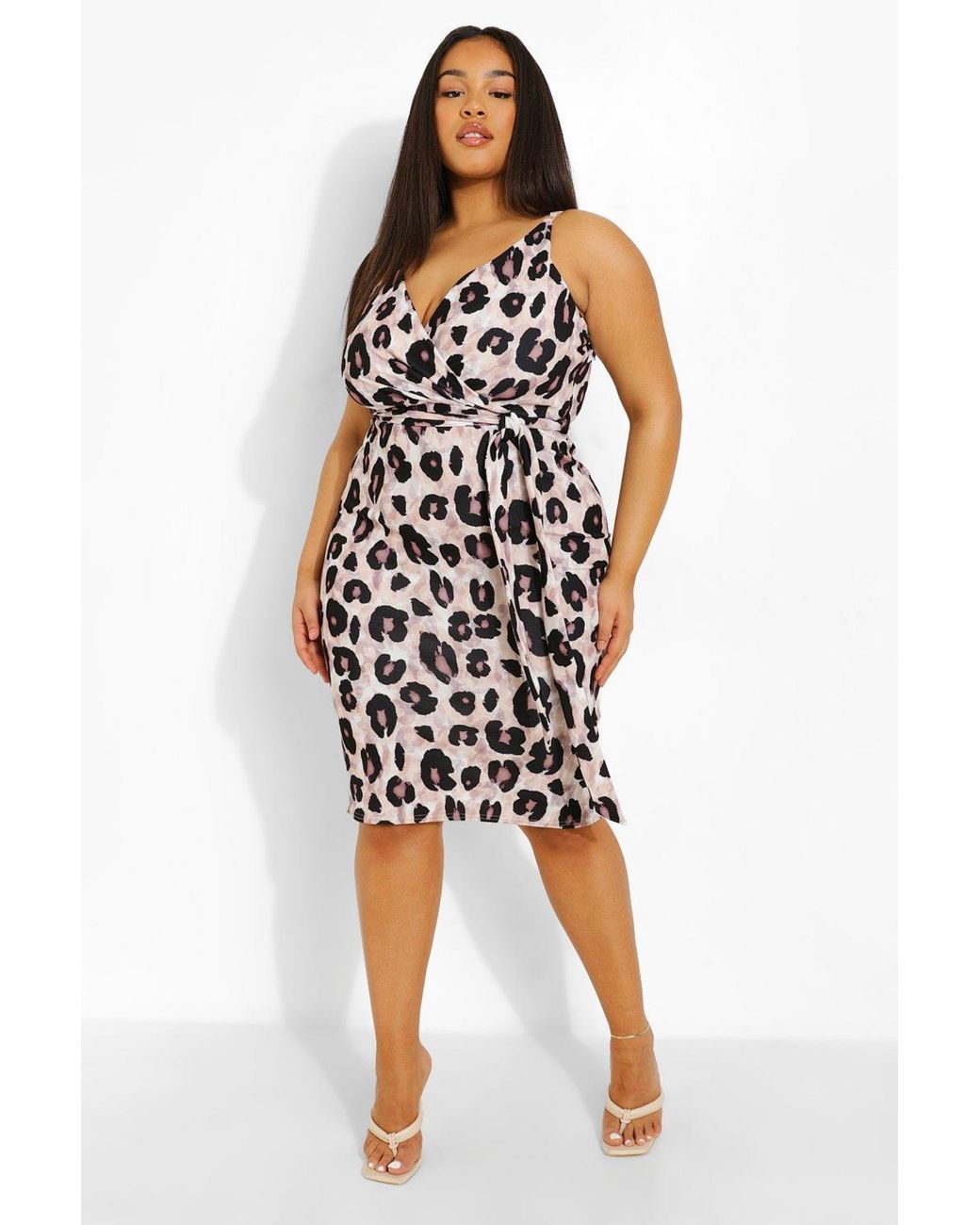 plus size leopard wrap dress