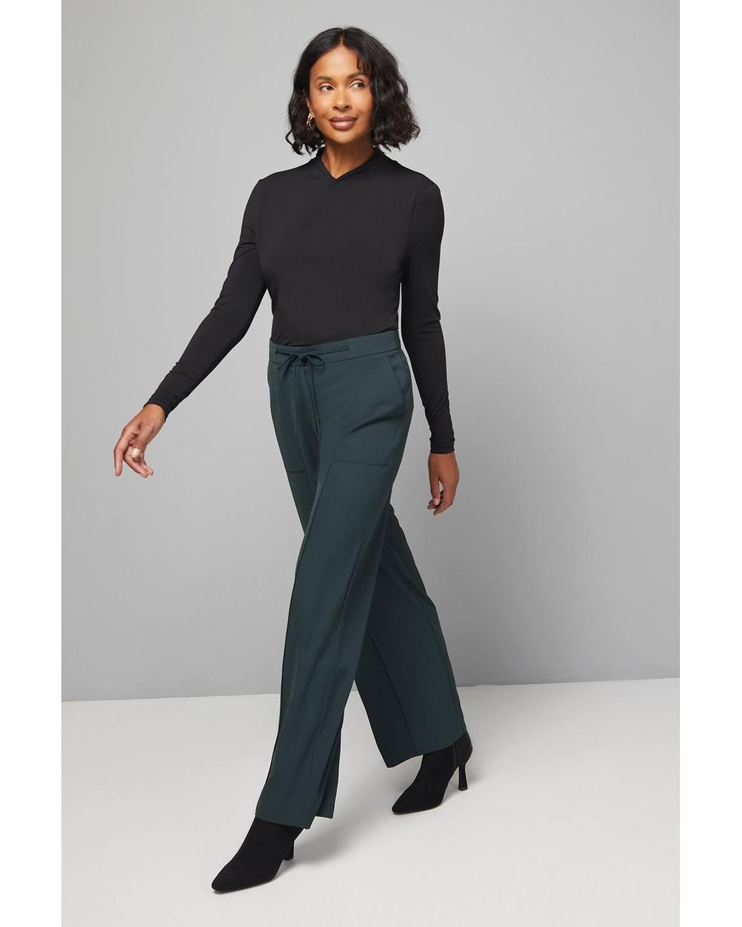 Wallis Black Wrap Neck Jersey Top