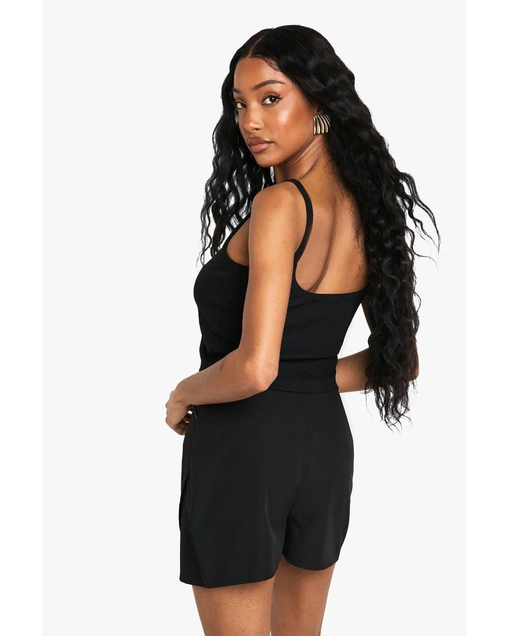 Boohoo Black Asymmetric Mini Skort