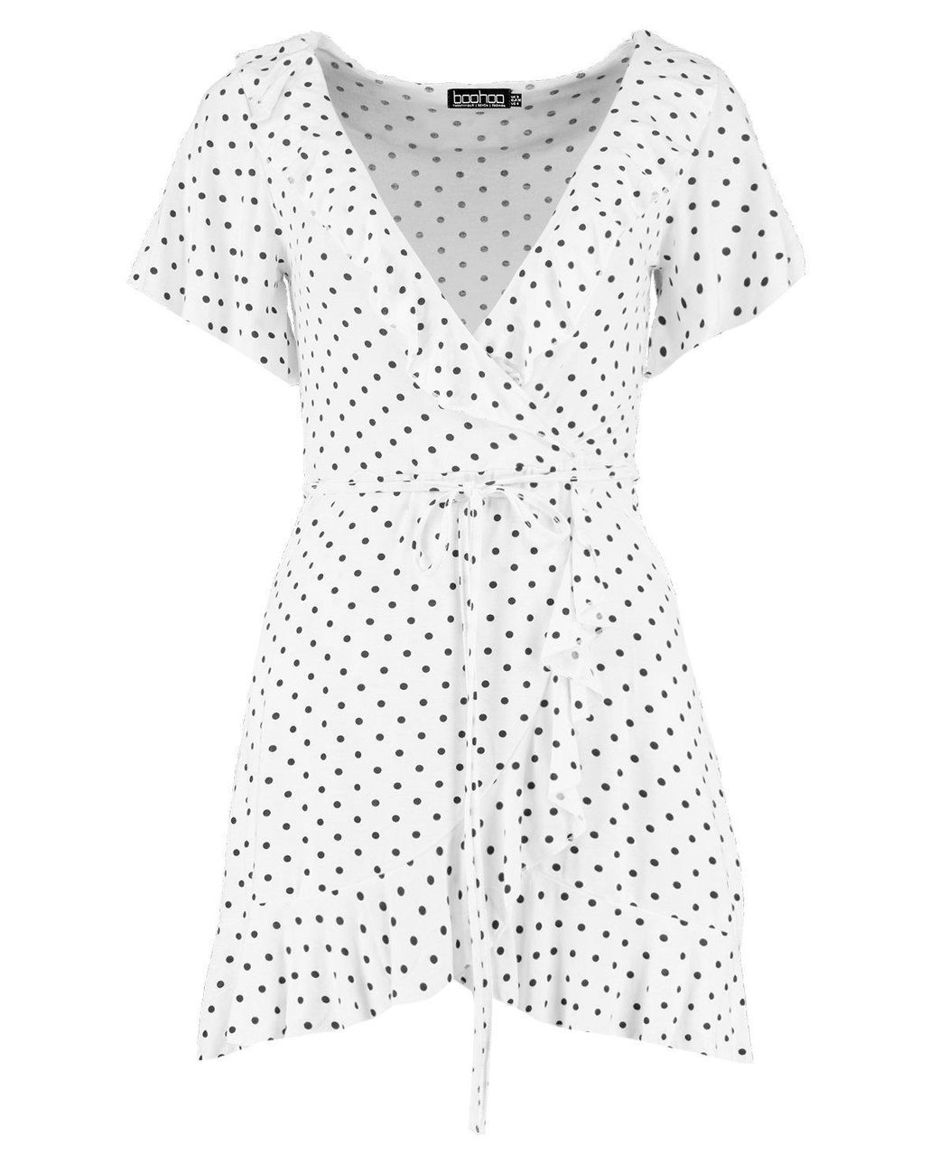 boohoo black and white polka dot dress