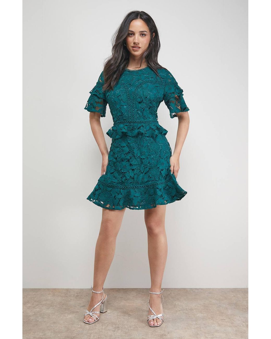 chinese dress ladies Oasis Teal Lace Dress – OWNI main image 0