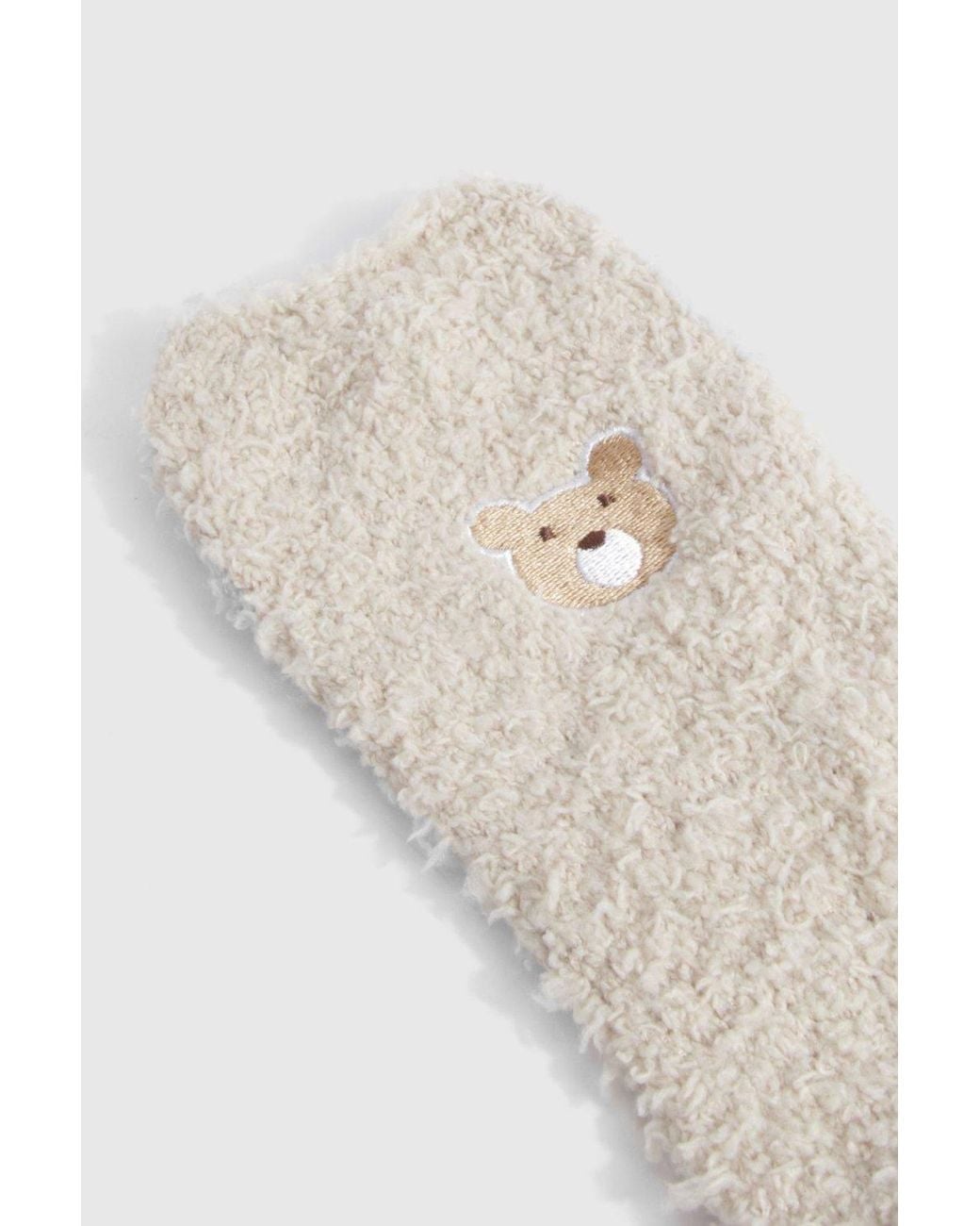 Boohoo White Teddy Bear Fluffy Socks