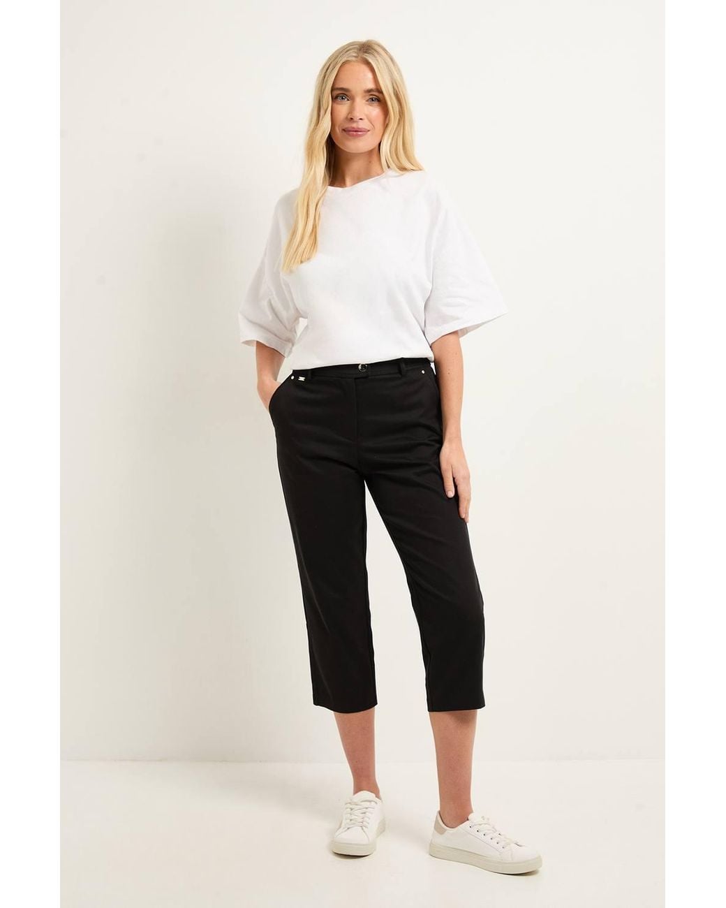 Wallis White Petite Stretch Capri Pants