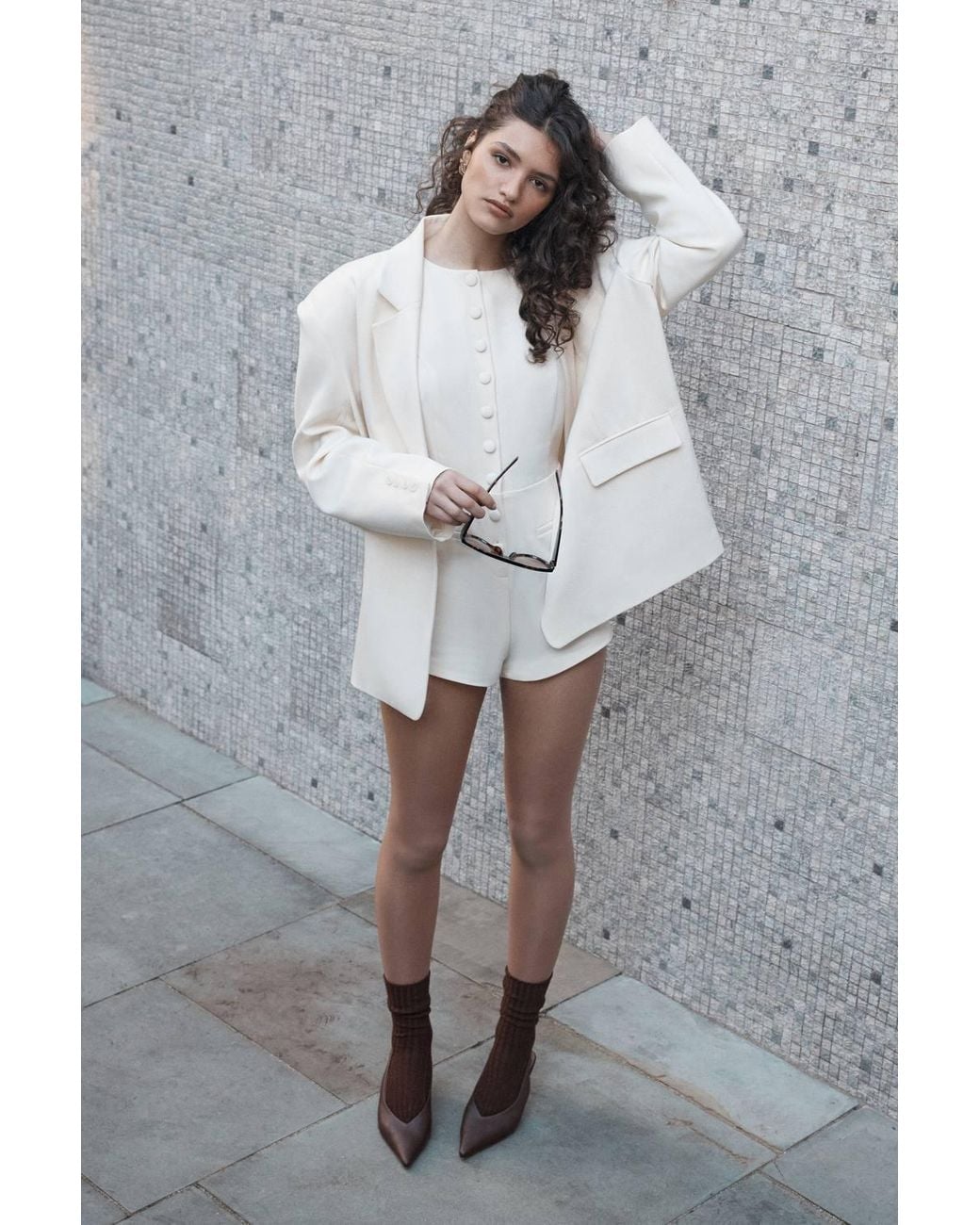 Nasty Gal White Essentials Tailored Oversized Double Button Blazer