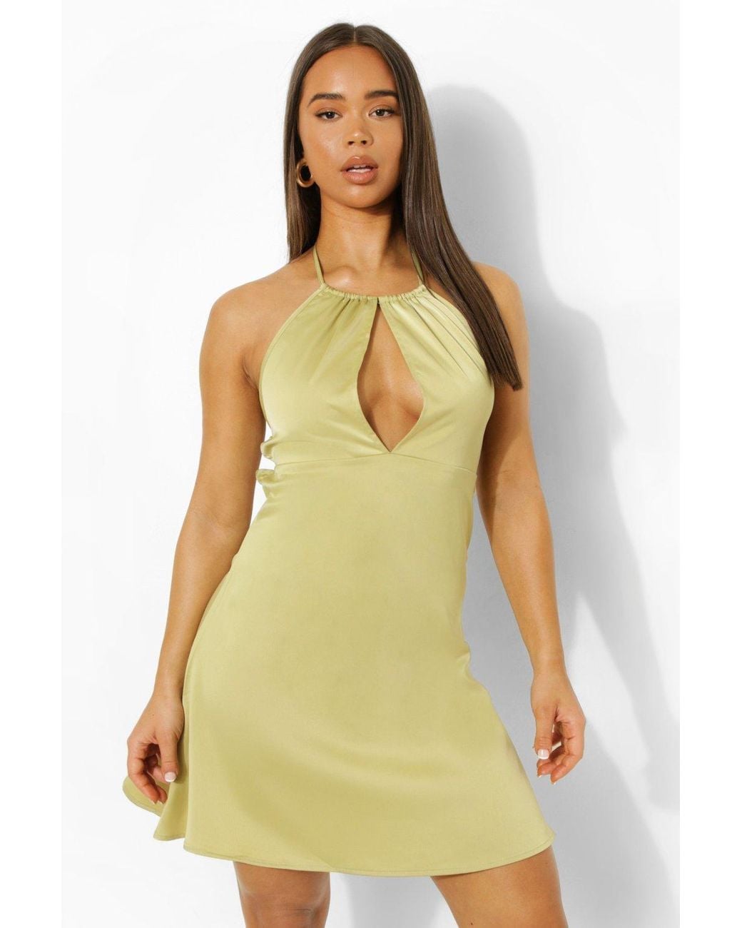 satin backless dress