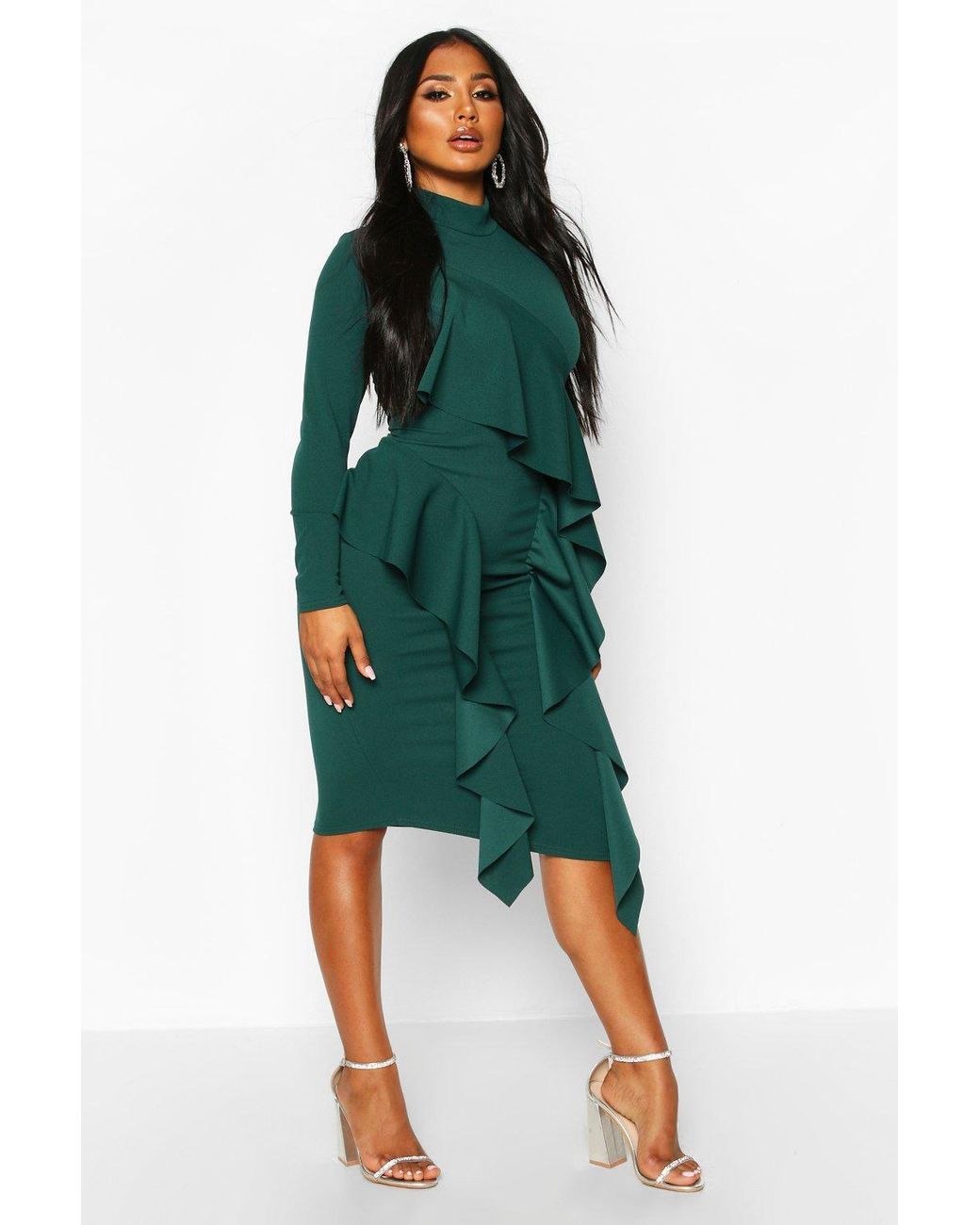 boohoo green shirt dress