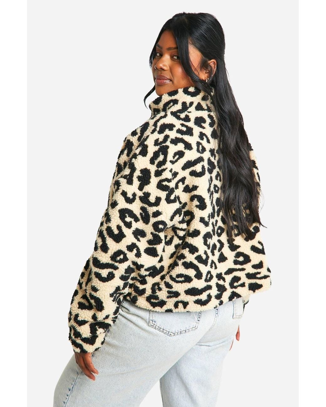 Boohoo White Plus Boxy Teddy Bomber Jacket