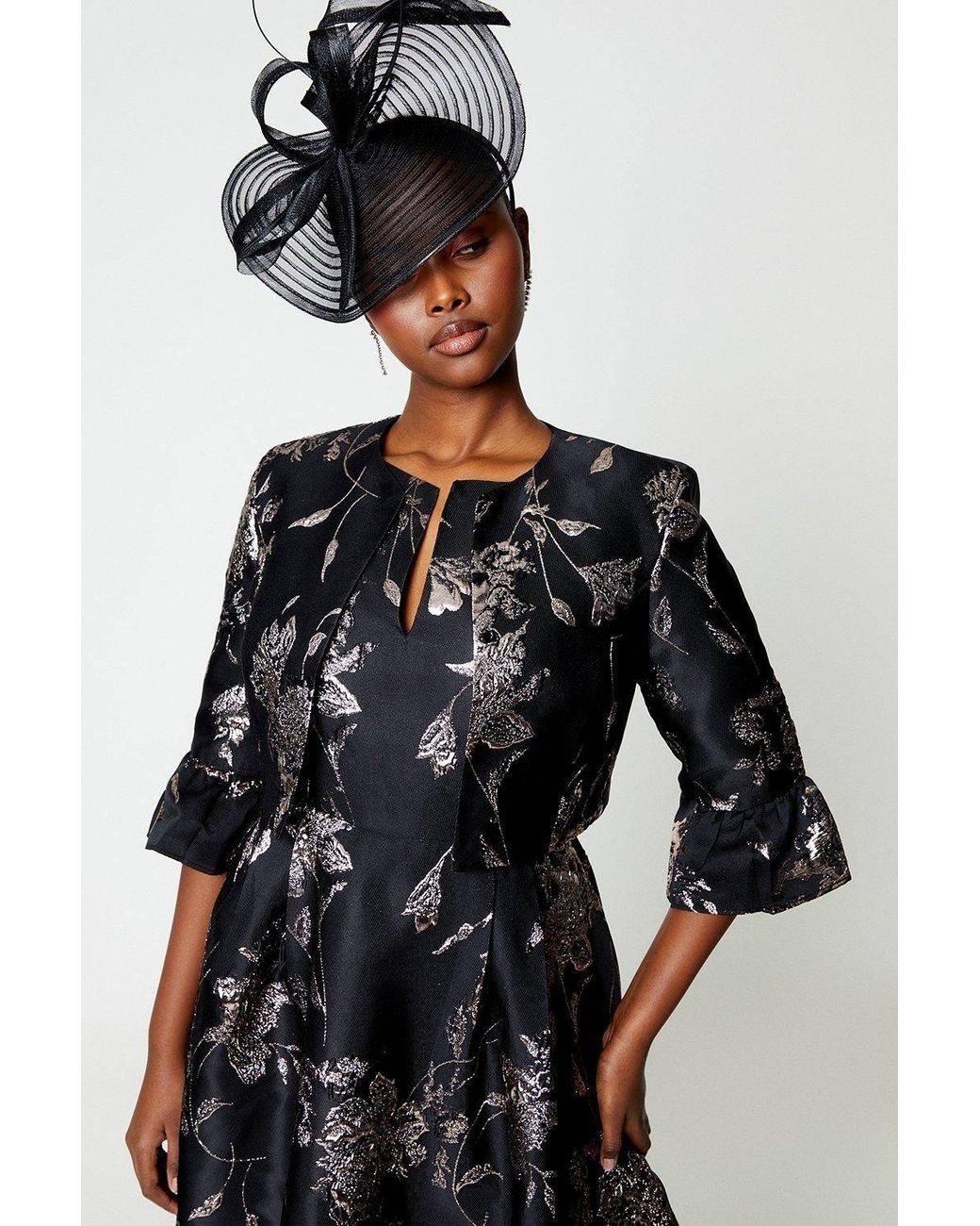 Coast Black Jacquard Jacket With Flare Cuff