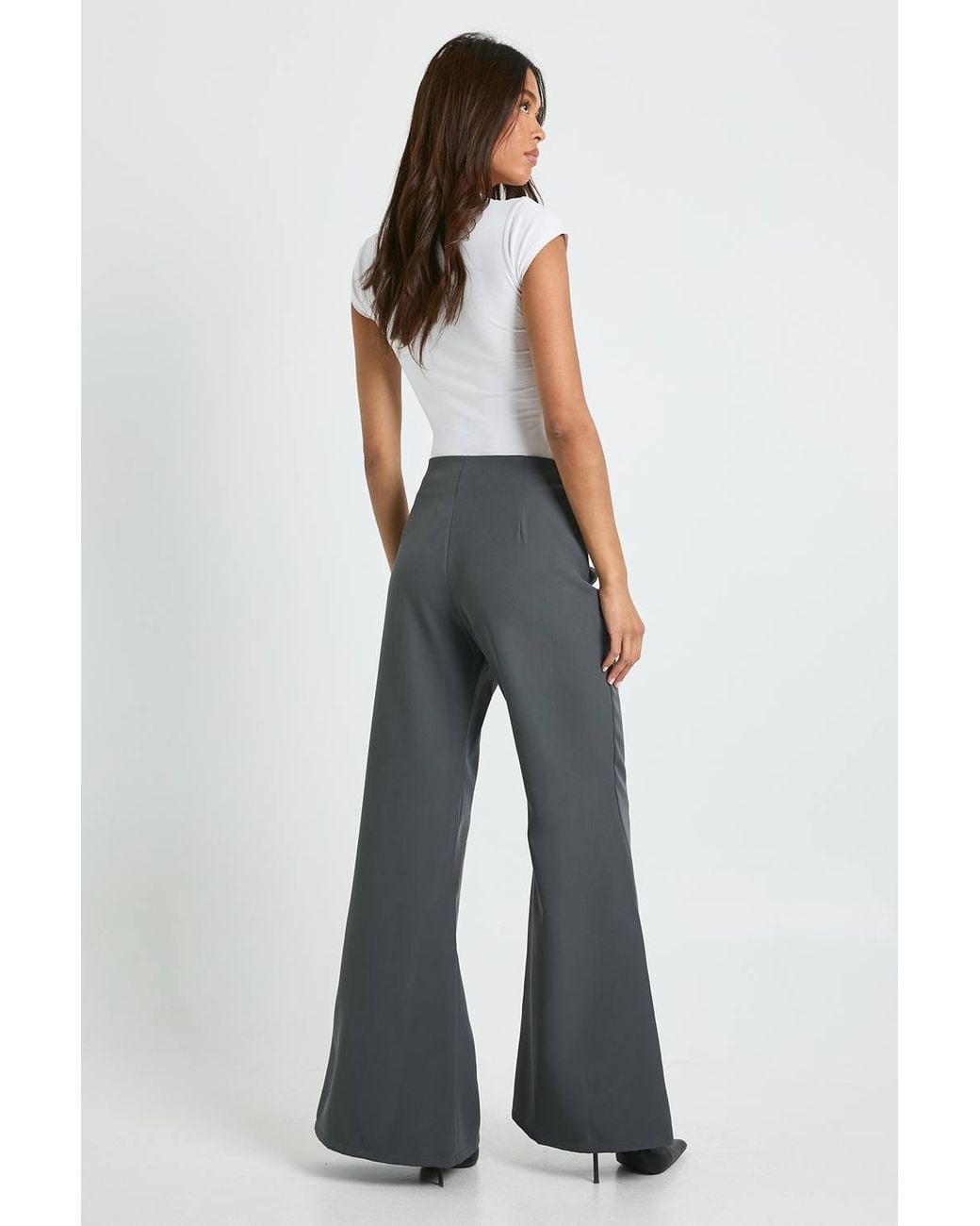 Boohoo Multicolor Split Hem Flare Leg Trousers