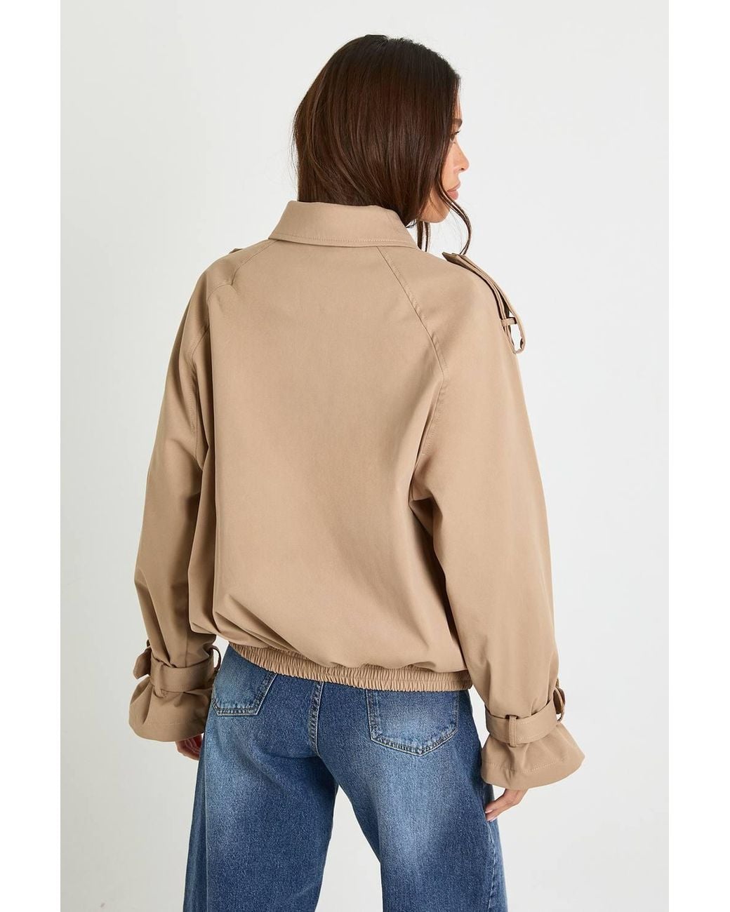 Boohoo Natural Zip Up Trench Jacket