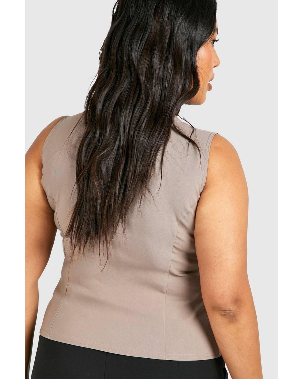 Boohoo Black Plus Button Down Split Hem Waistcoat