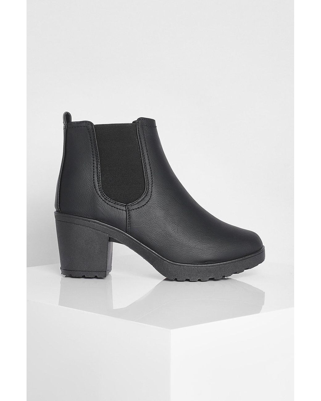 chunky cleated heel boots