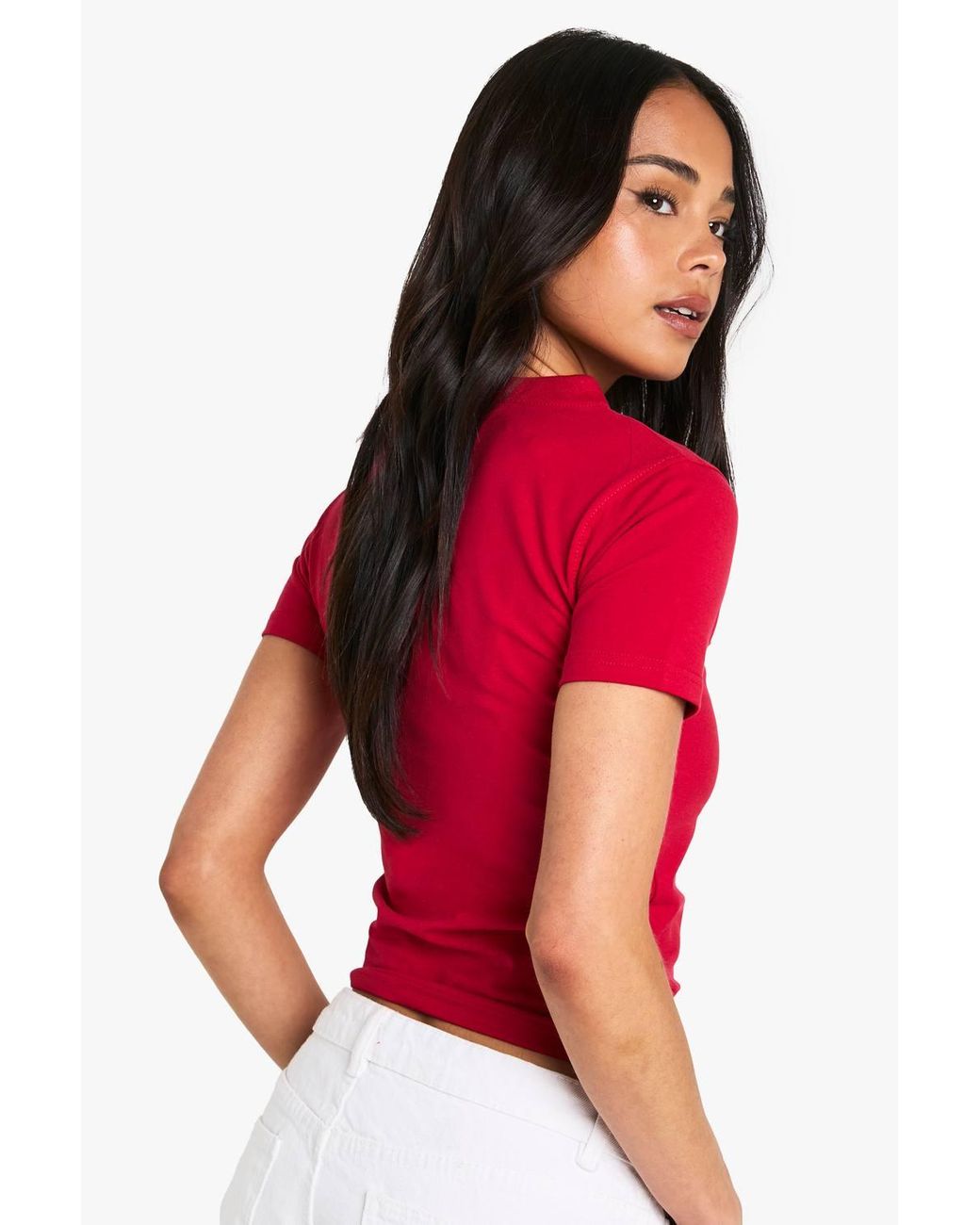 Boohoo Red Basics Fitted Top