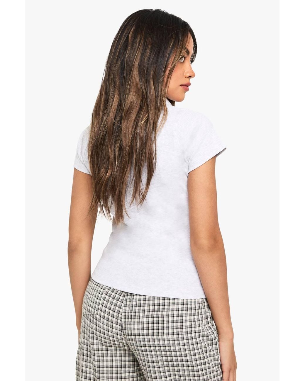 Boohoo White Rib Button Through Cap Sleeve Top