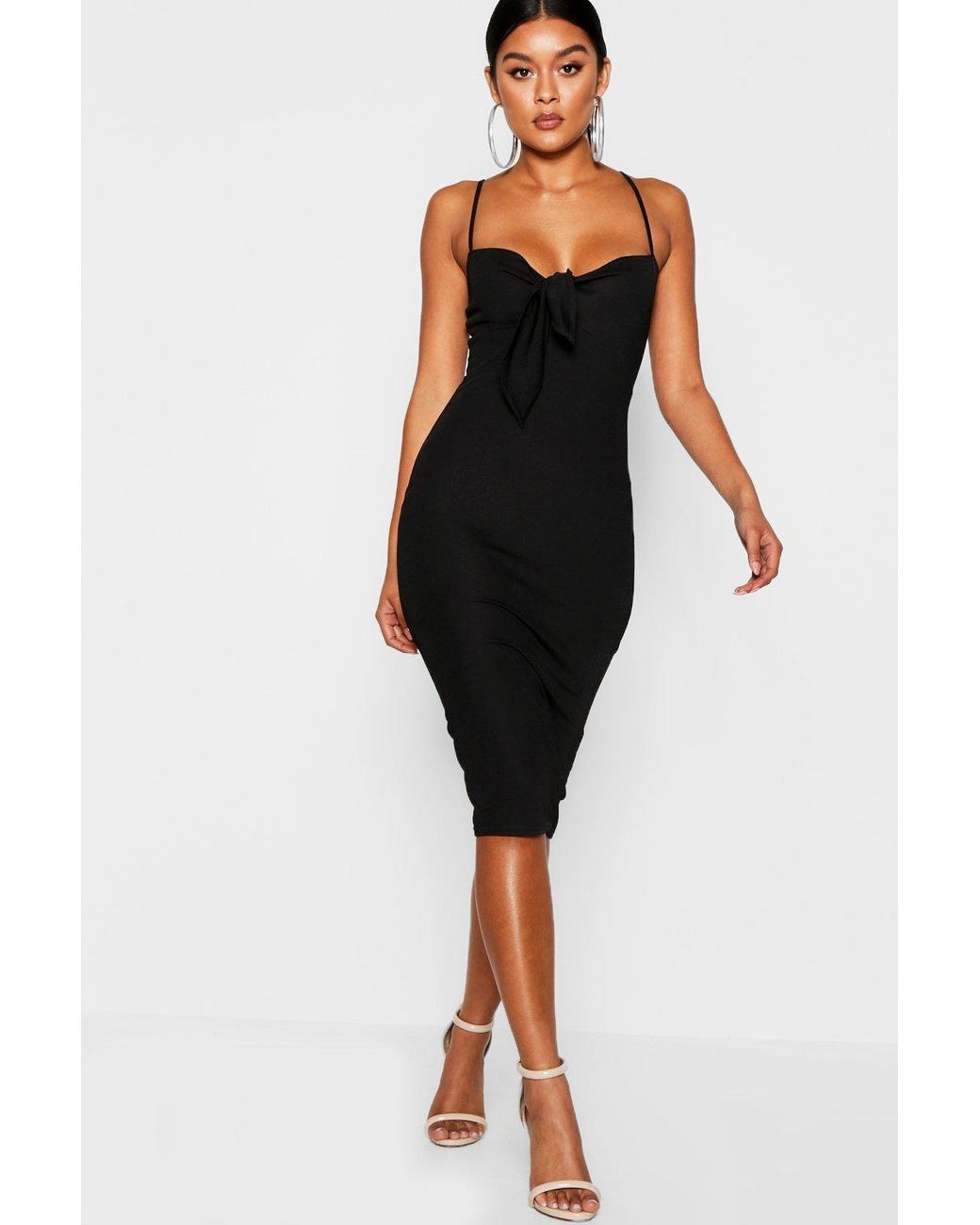 boohoo black tie dress