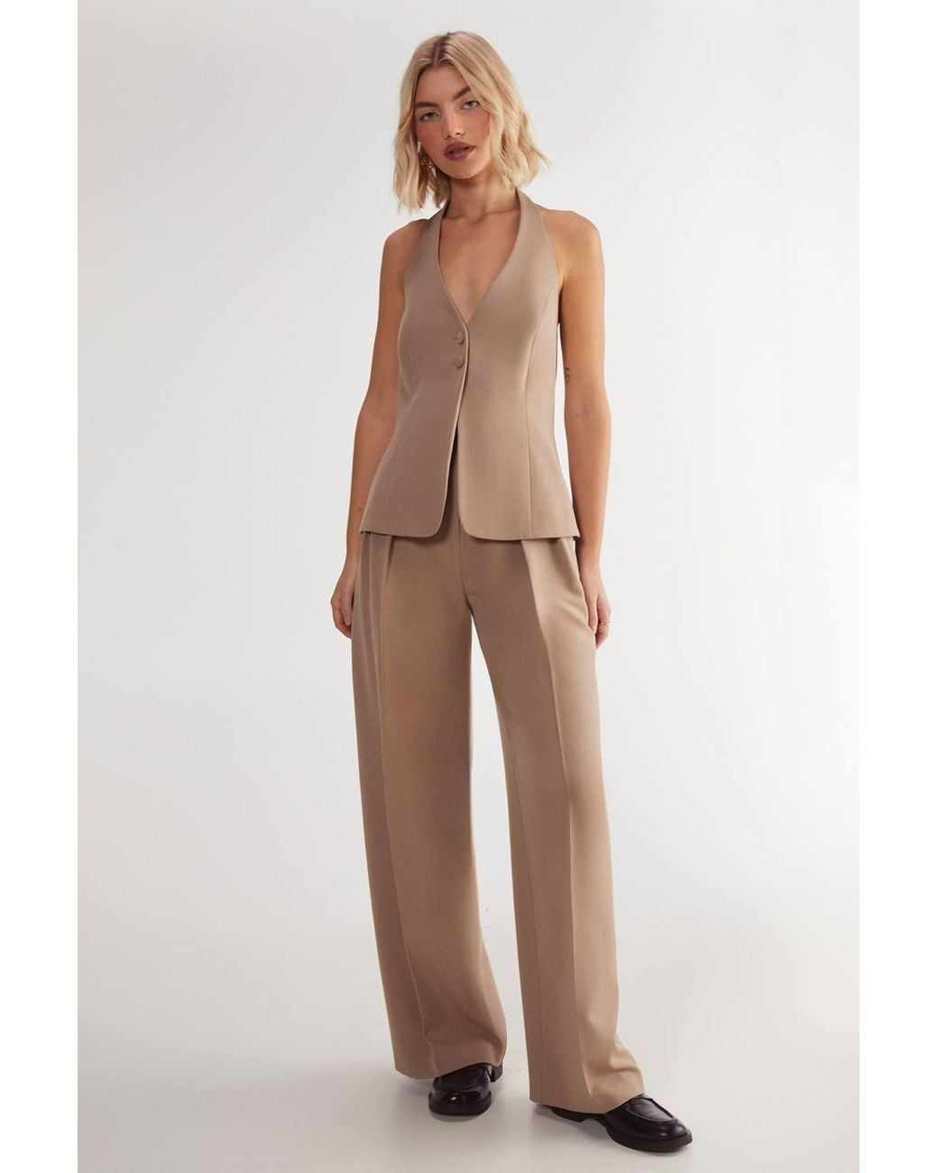 Nasty Gal Brown Essentials Tailored Button Front Tank