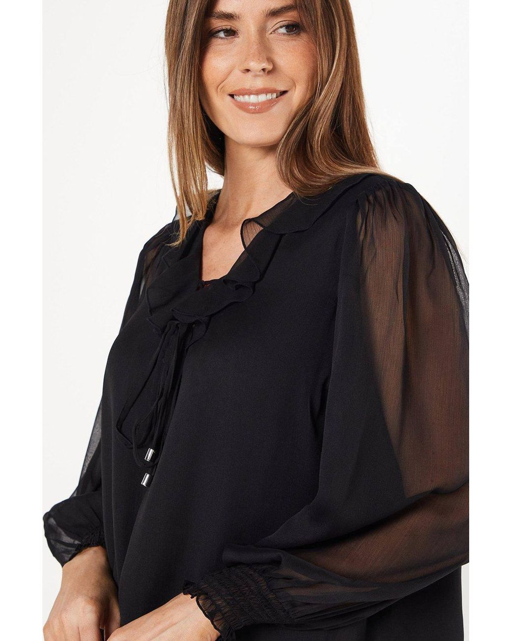 Wallis Blue Ruffle Tie Up Top