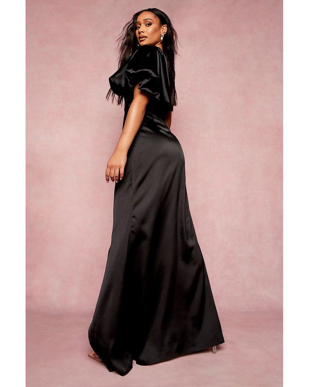 Boohoo Puff One Shoulder Side Split 