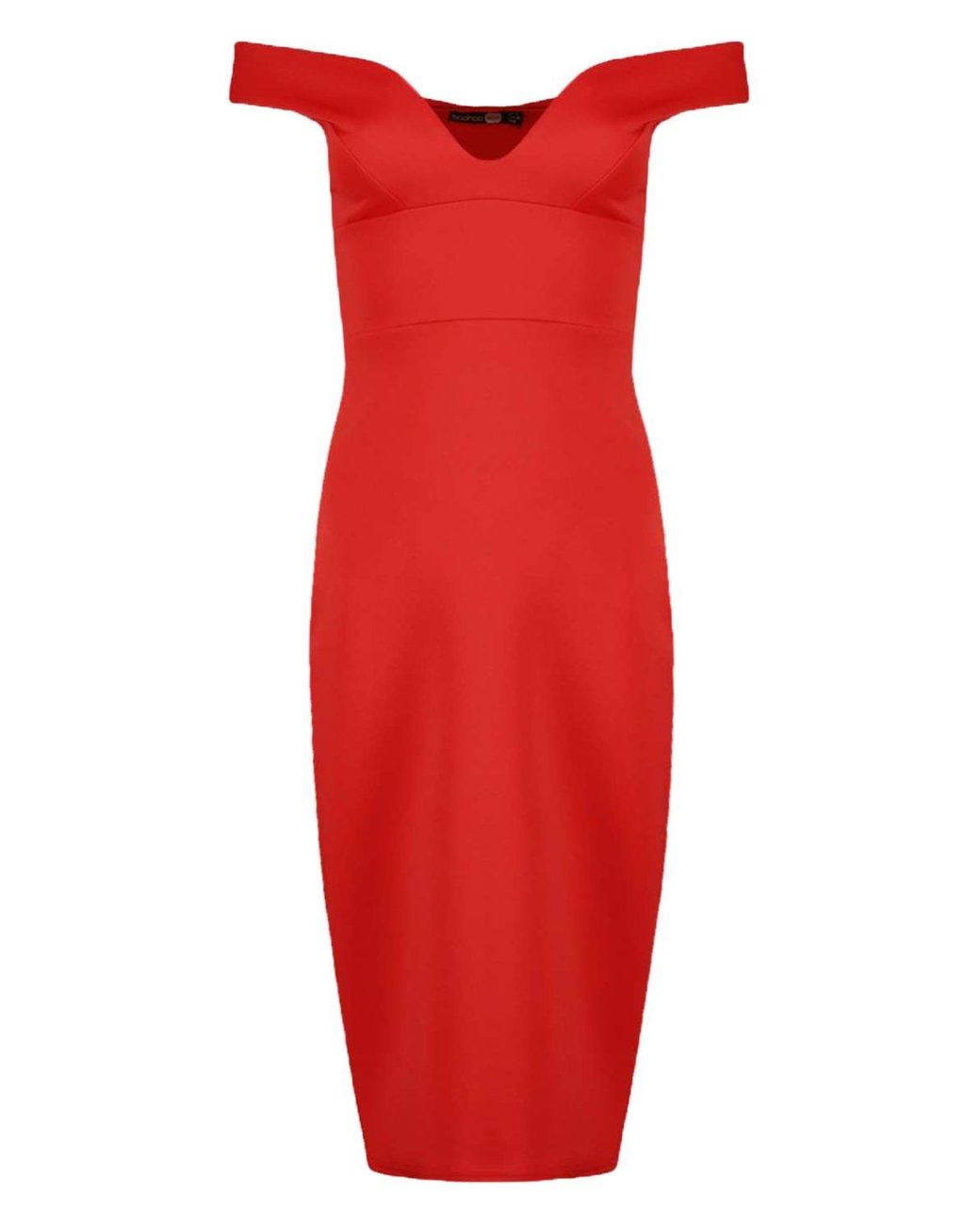 sweetheart off shoulder bodycon midi dress