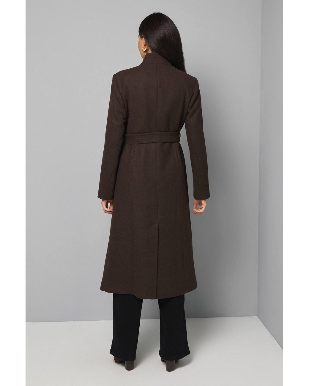 Wallis Black Belted Maxi Coat