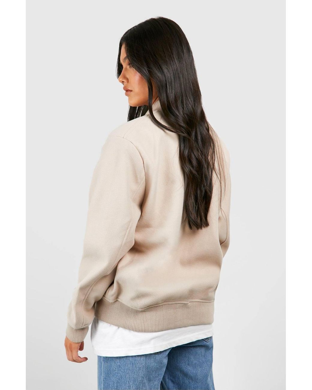 Boohoo Natural Maternity Wool Bomber Jacket