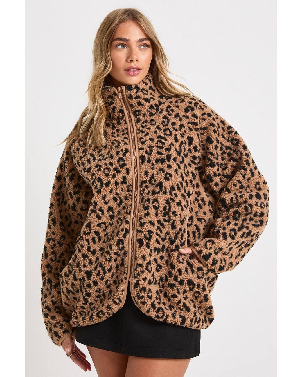 Boohoo Multicolor Oversized Teddy Jacket