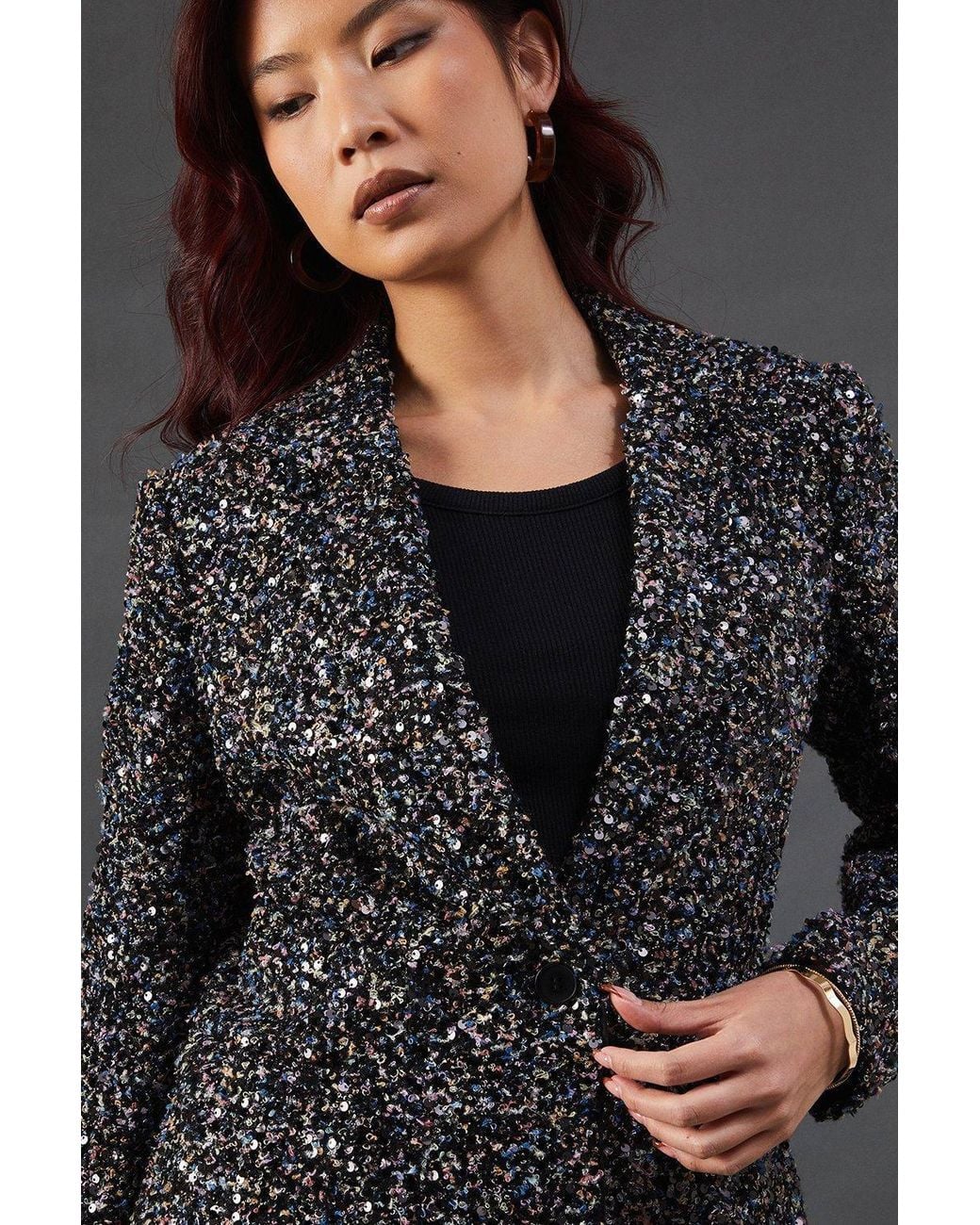 Warehouse Gray Premium Sequin Boucle Blazer