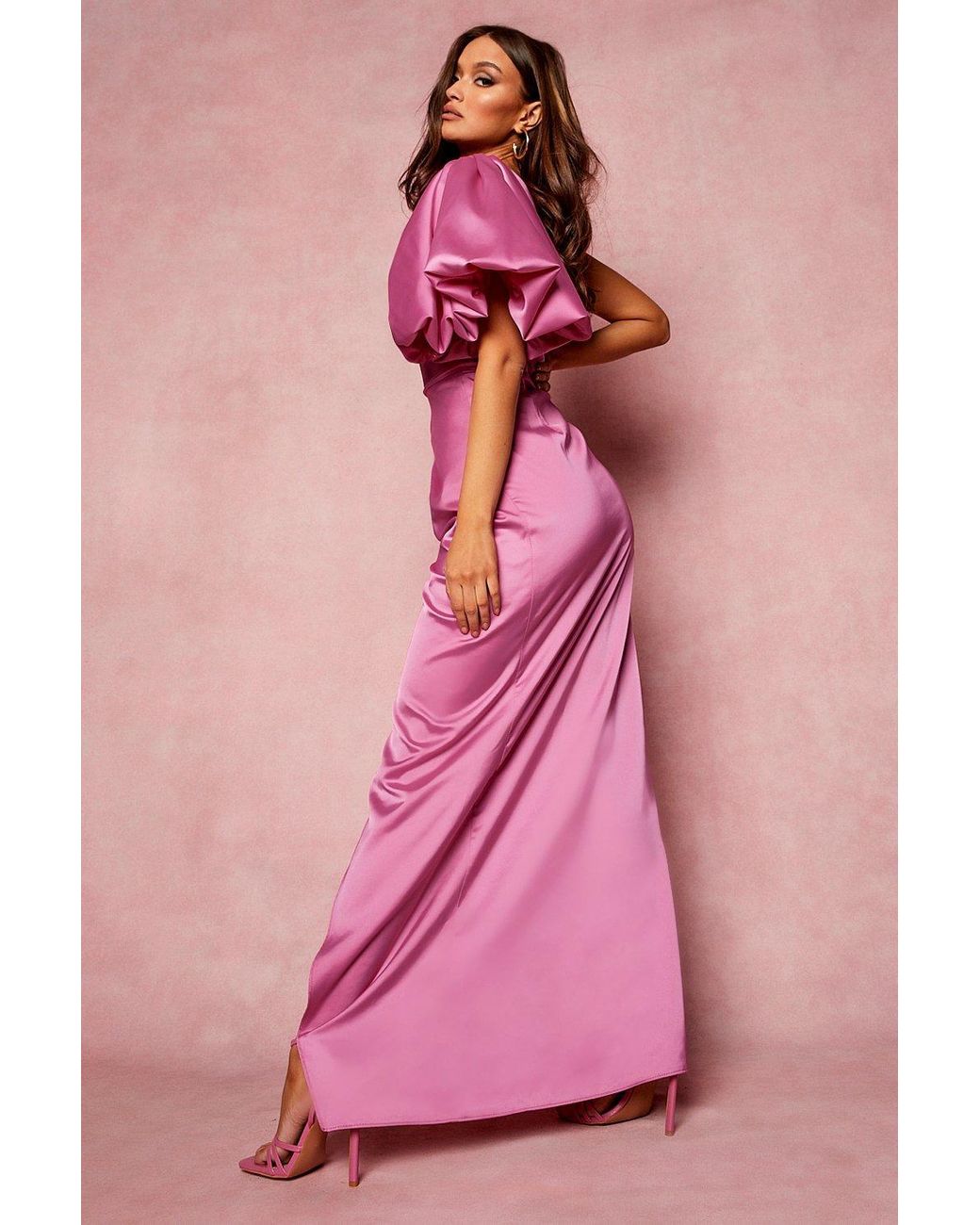 Boohoo Puff One Shoulder Side Split 