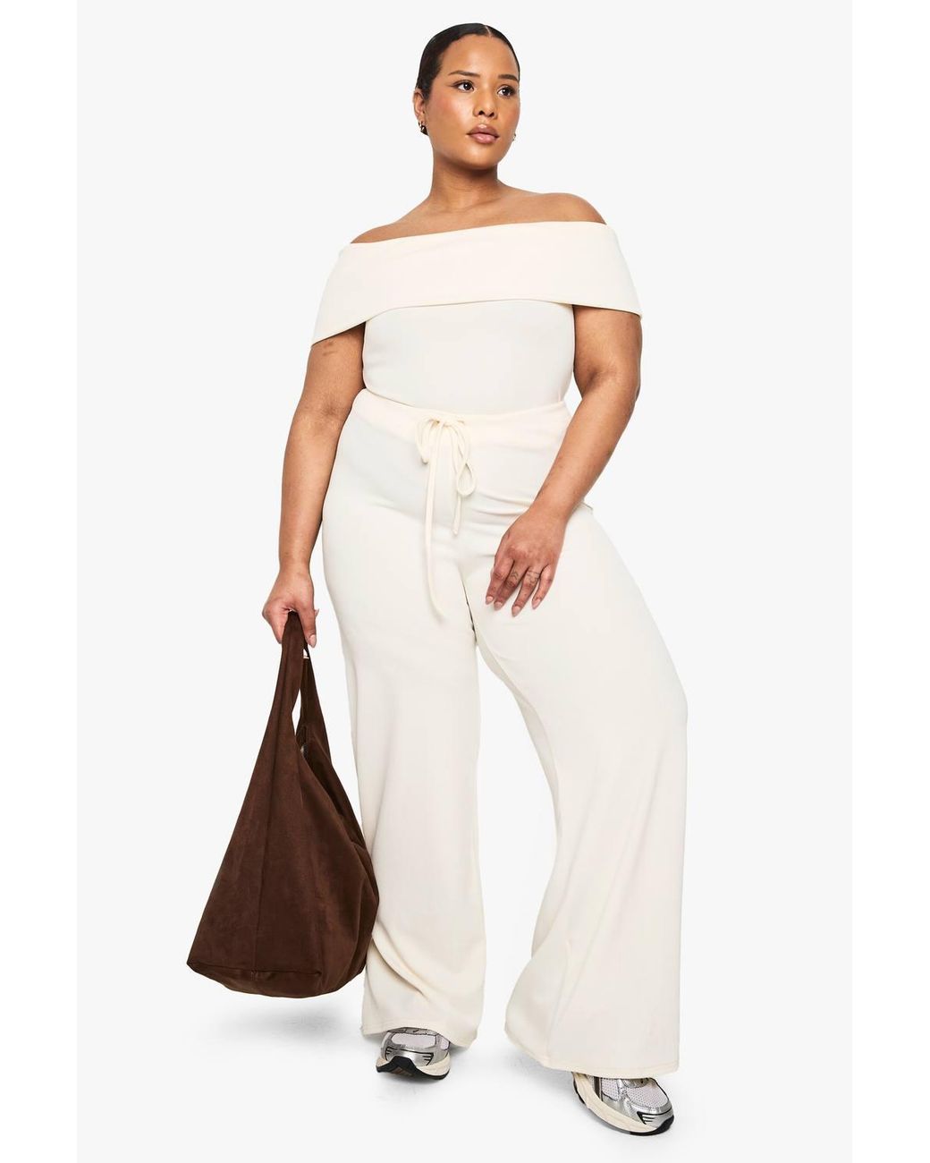 Boohoo White Plus Single Drawstring Waist Trouser