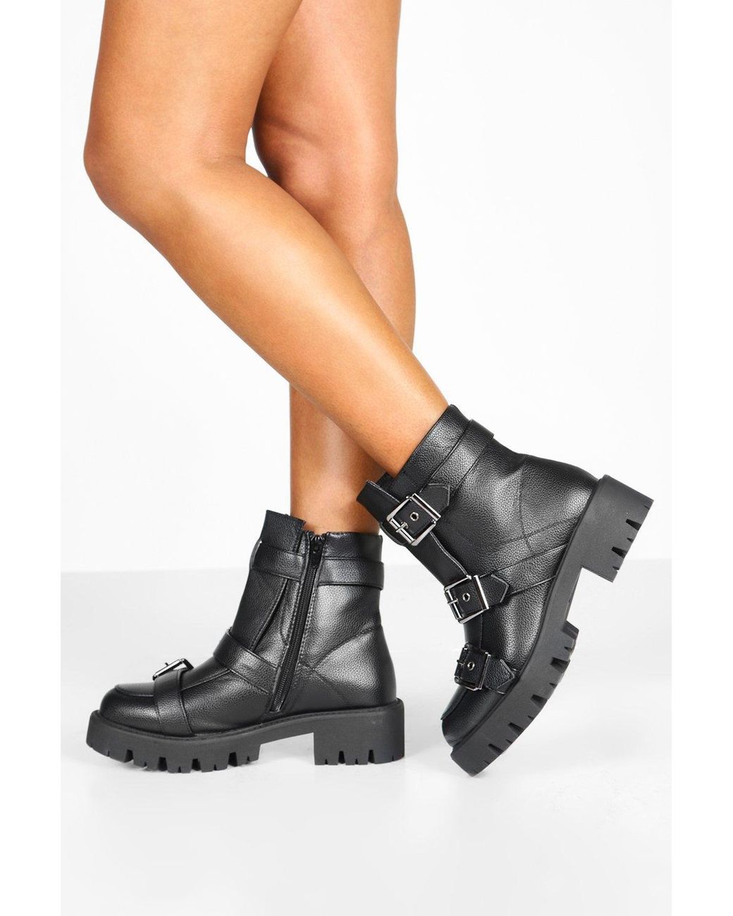 chunky cleated hiker boots