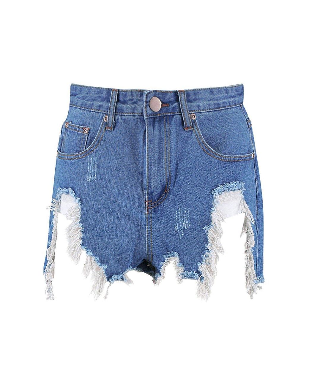 denim shorts with rip in bum