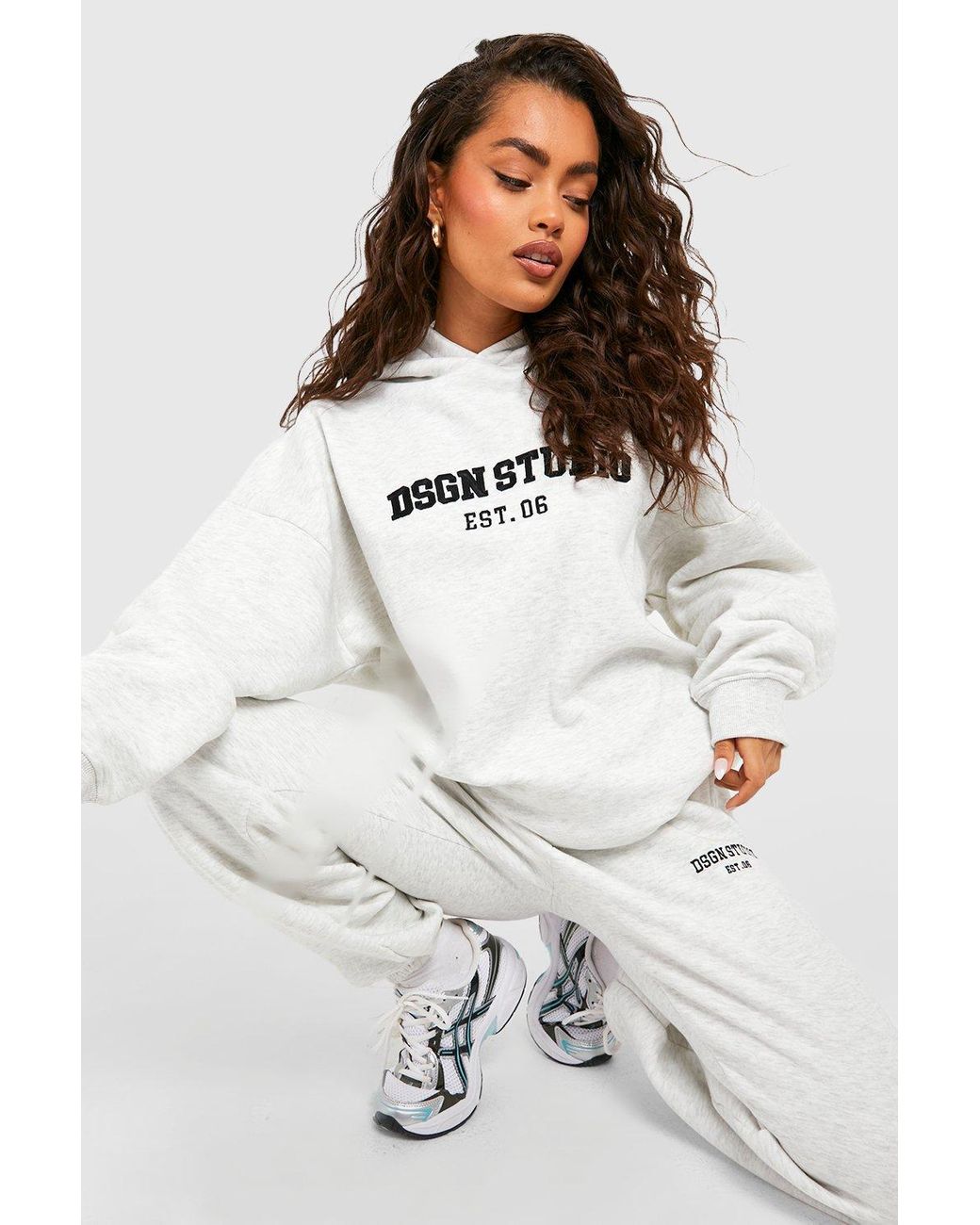 Boohoo Dsgn Studio Applique Hooded Tracksuit in White | Lyst Canada