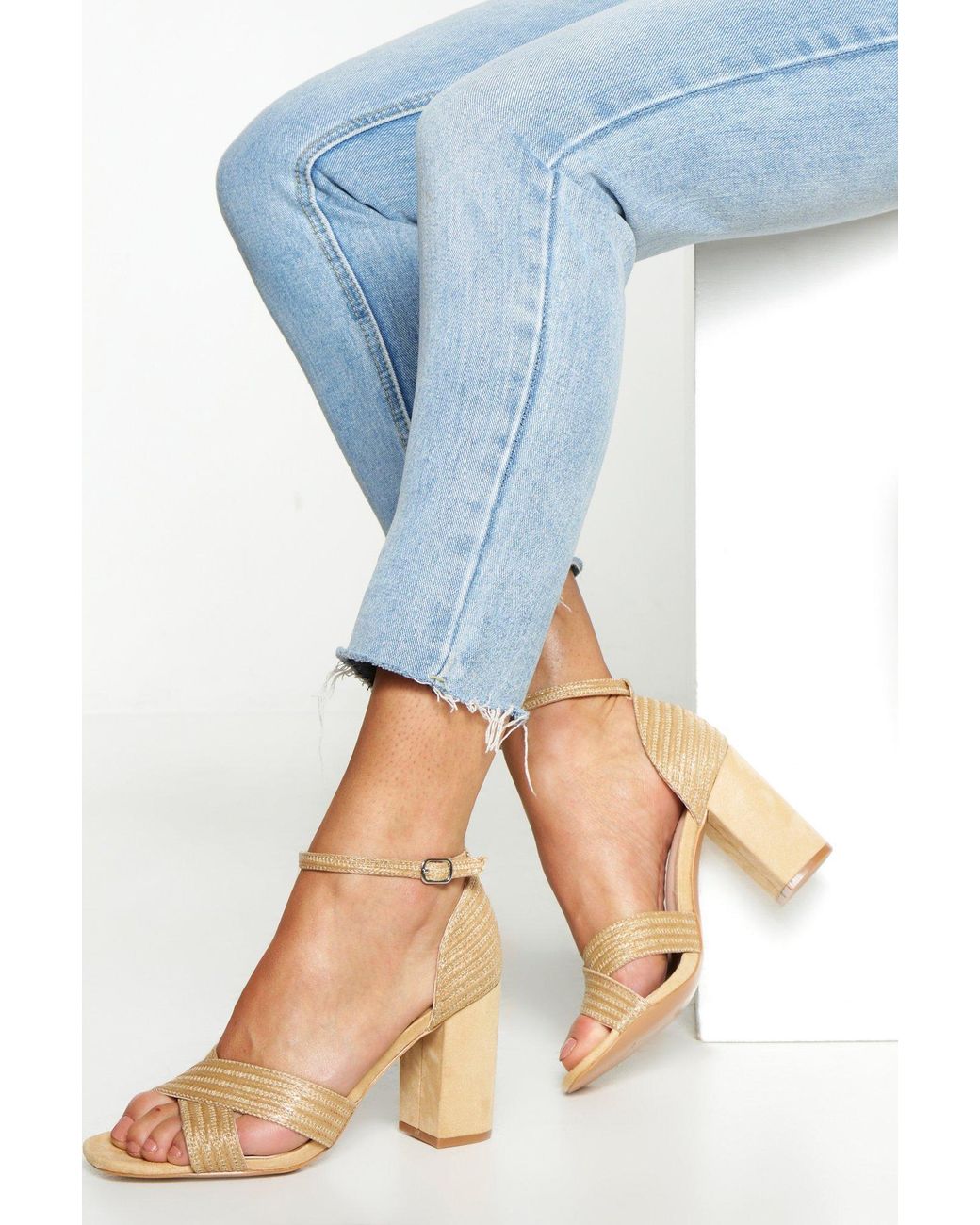 raffia strappy heel