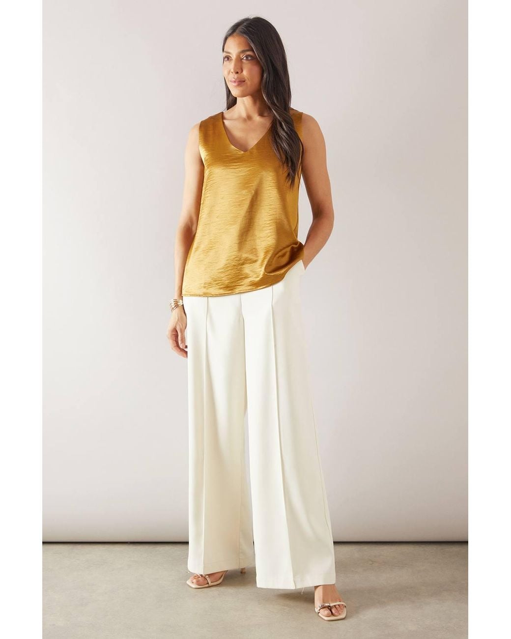Wallis Yellow Satin Cami Top