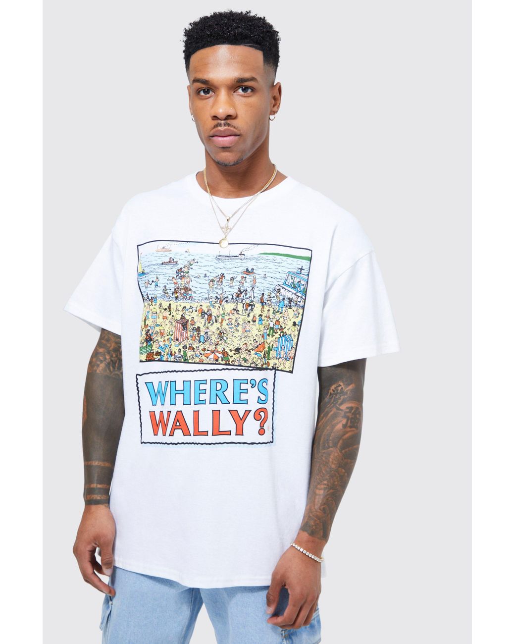 BoohooMAN Oversized Where's Wally License T-shirt in White for Men | Lyst