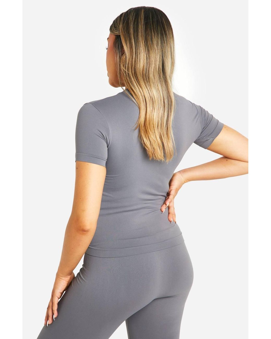 Boohoo Gray Maternity Soft Touch Basic T-Shirt