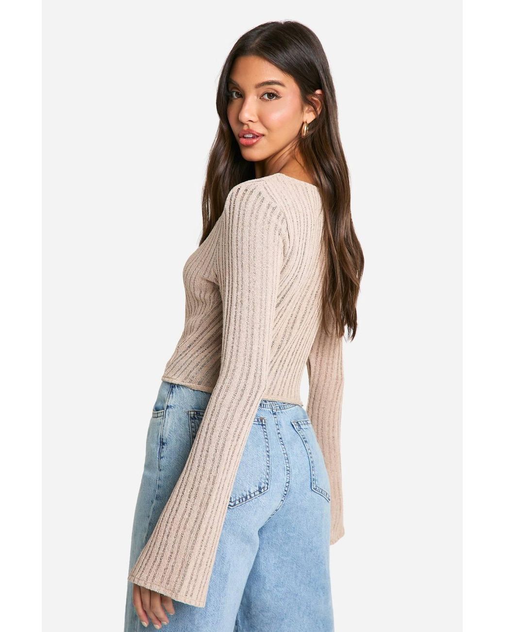 Boohoo Blue Texture Notch Front Top