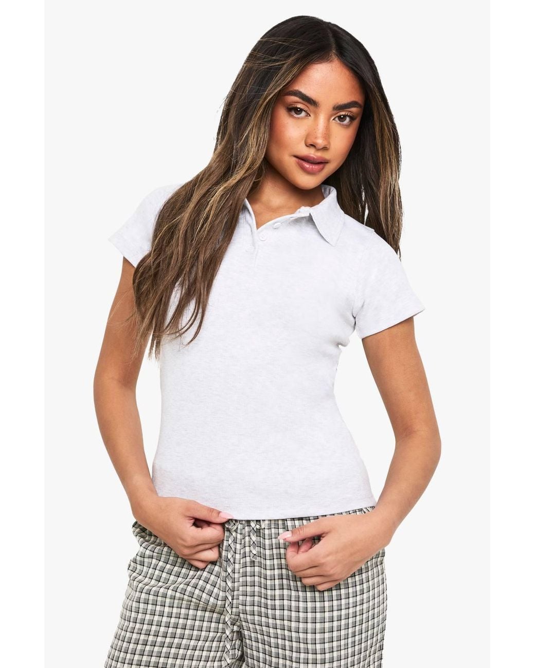 Boohoo White Rib Button Through Cap Sleeve Top
