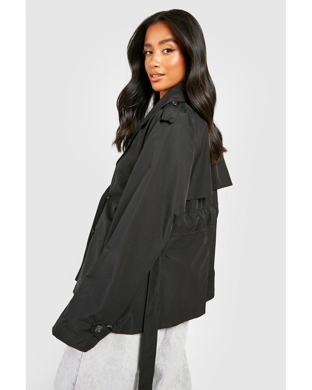 boohoo Women's Petite Belted Trench Coat