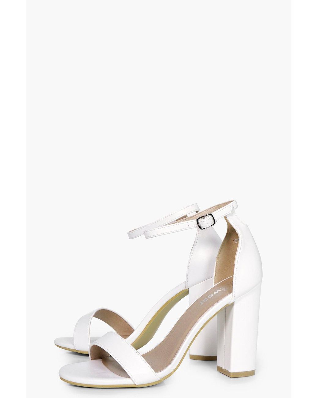 boohoo white block heels