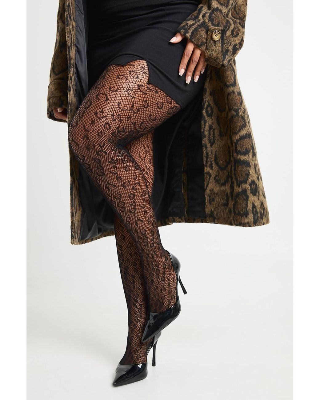 Boohoo Black Plus Halloween Leopard Tights