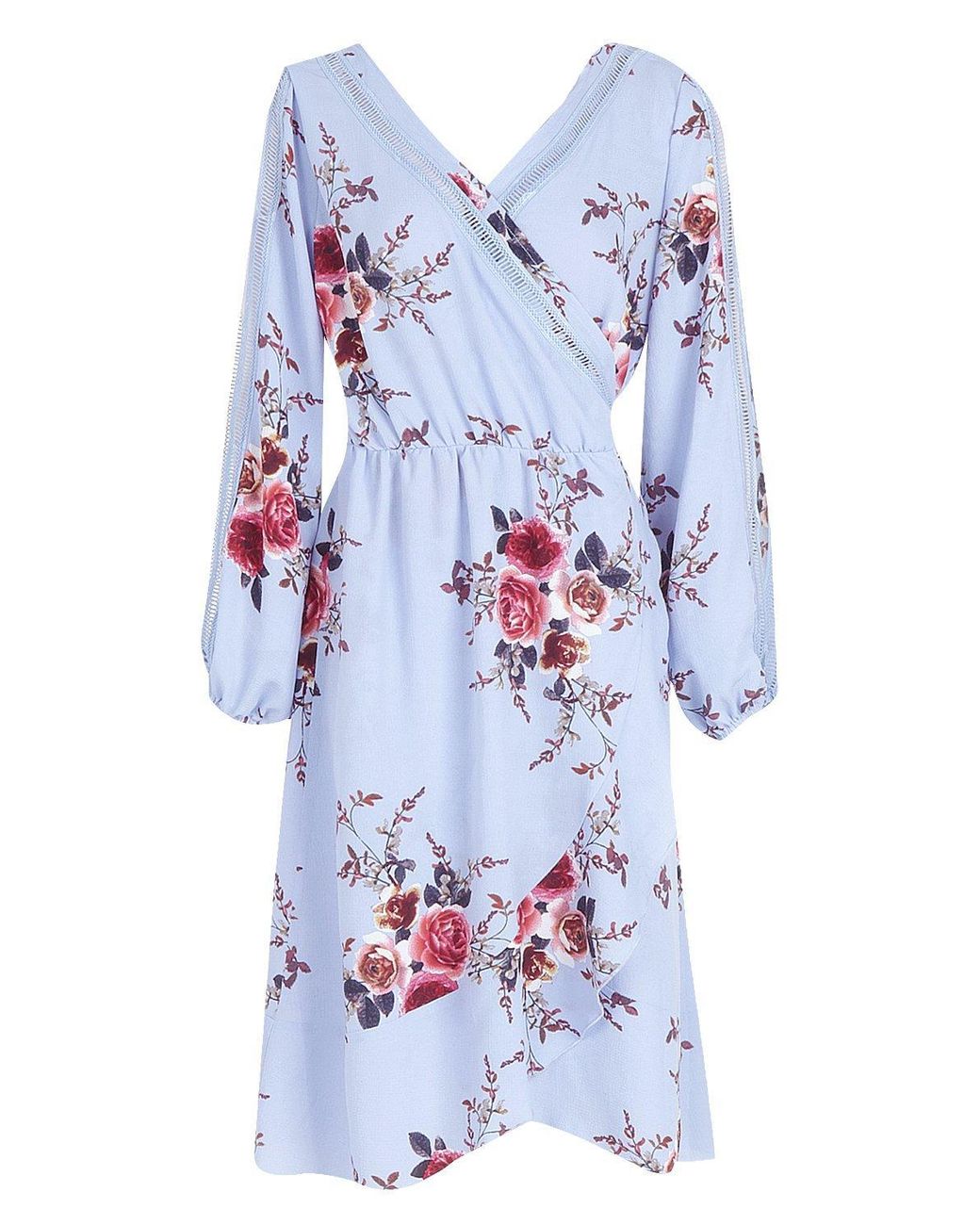boutique floral split sleeve wrap dress