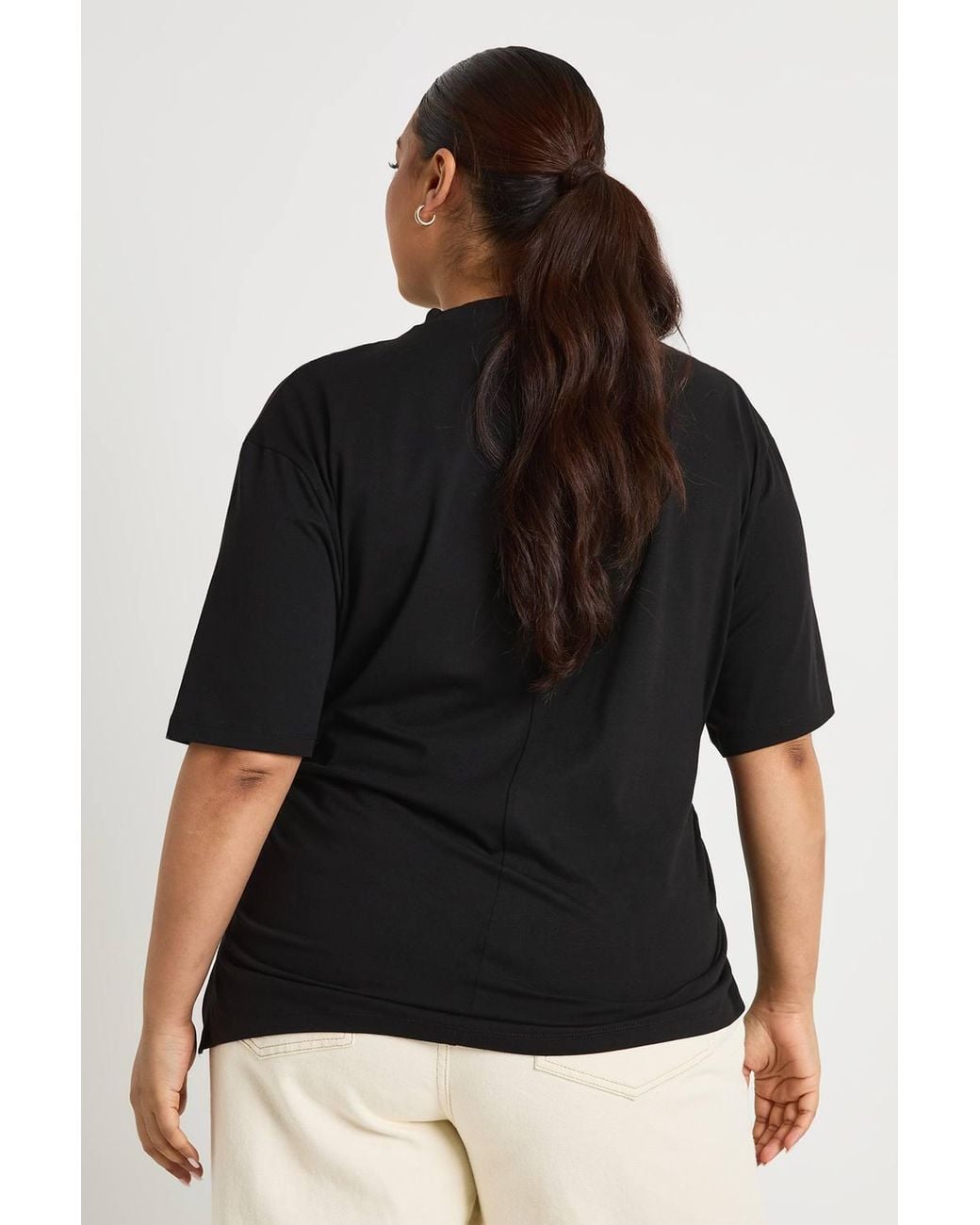 Boohoo Black Plus Split Side Ruched T-Shirt