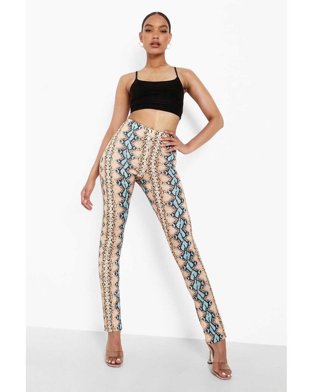 Boohoo Snake Print Split Hem Slinky 